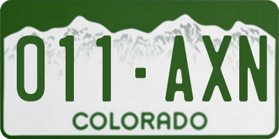 CO license plate 011AXN