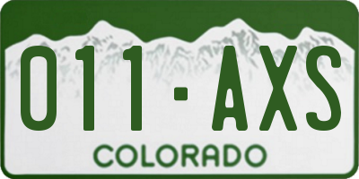 CO license plate 011AXS