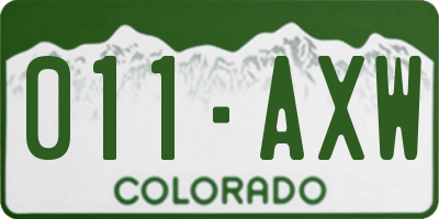 CO license plate 011AXW