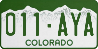 CO license plate 011AYA