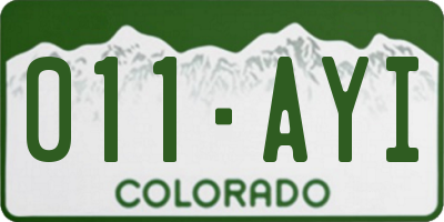 CO license plate 011AYI