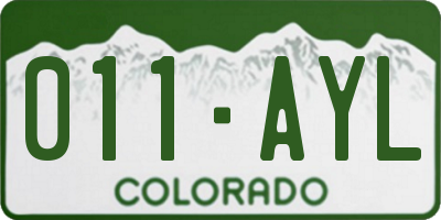 CO license plate 011AYL