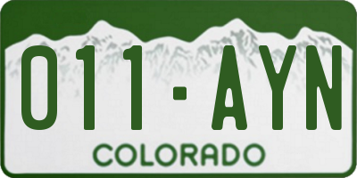 CO license plate 011AYN