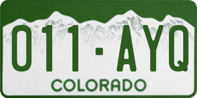 CO license plate 011AYQ