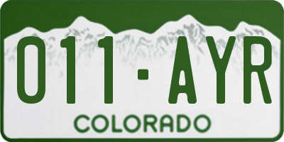 CO license plate 011AYR