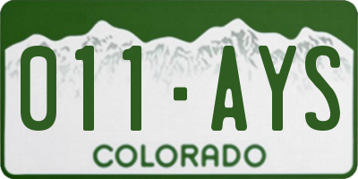 CO license plate 011AYS