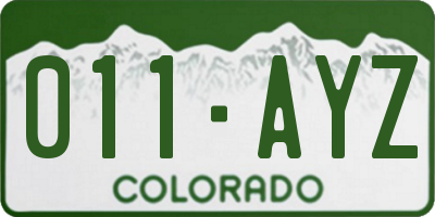 CO license plate 011AYZ