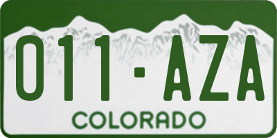 CO license plate 011AZA