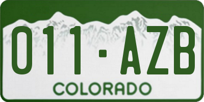 CO license plate 011AZB