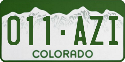 CO license plate 011AZI