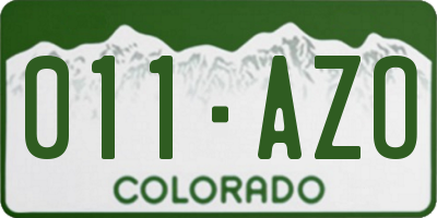 CO license plate 011AZO