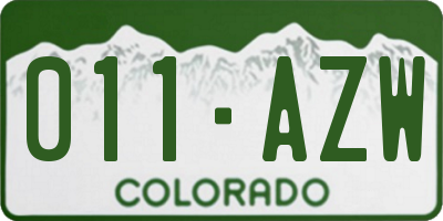 CO license plate 011AZW