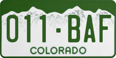 CO license plate 011BAF
