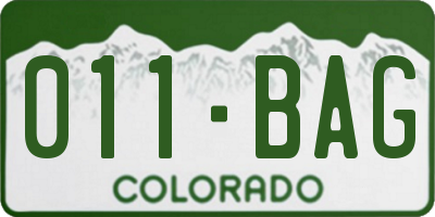 CO license plate 011BAG