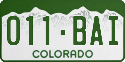 CO license plate 011BAI