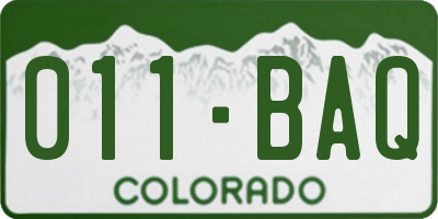 CO license plate 011BAQ