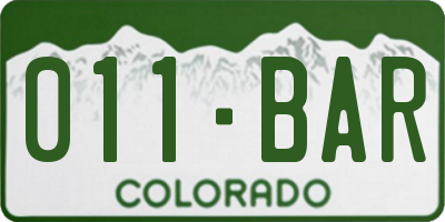 CO license plate 011BAR