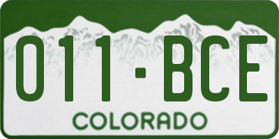 CO license plate 011BCE