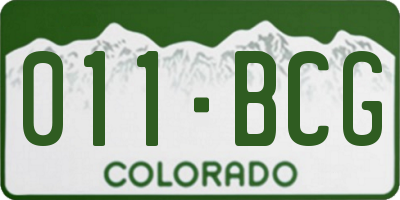 CO license plate 011BCG
