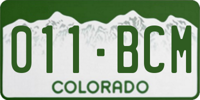 CO license plate 011BCM