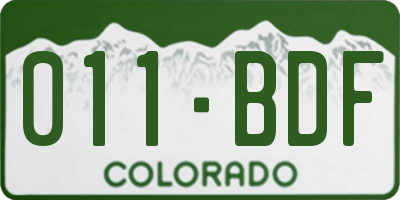 CO license plate 011BDF