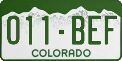 CO license plate 011BEF