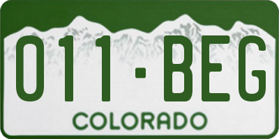 CO license plate 011BEG