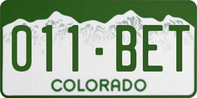 CO license plate 011BET