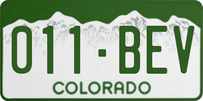 CO license plate 011BEV