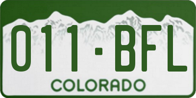CO license plate 011BFL