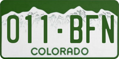 CO license plate 011BFN