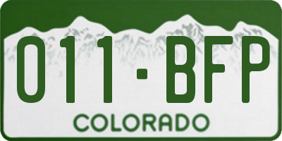 CO license plate 011BFP