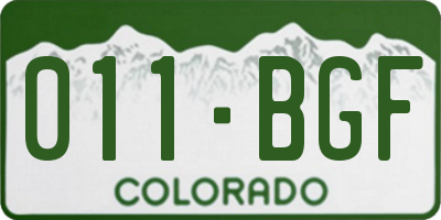CO license plate 011BGF