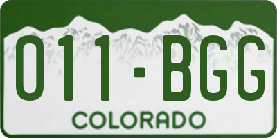 CO license plate 011BGG