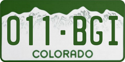 CO license plate 011BGI