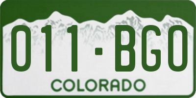 CO license plate 011BGO