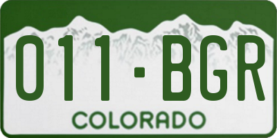 CO license plate 011BGR