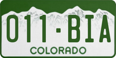 CO license plate 011BIA