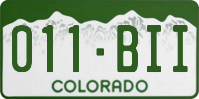CO license plate 011BII