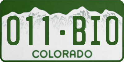 CO license plate 011BIO