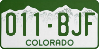 CO license plate 011BJF