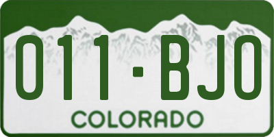 CO license plate 011BJO
