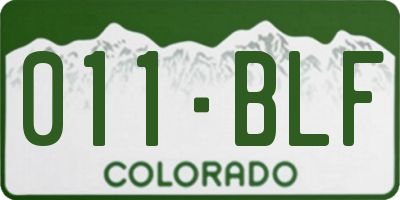 CO license plate 011BLF