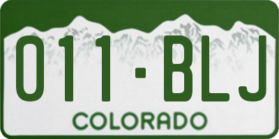 CO license plate 011BLJ