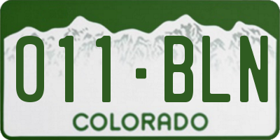 CO license plate 011BLN