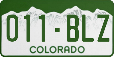CO license plate 011BLZ