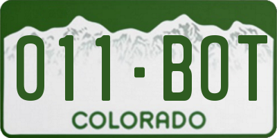 CO license plate 011BOT