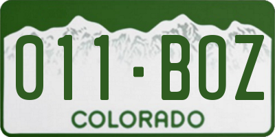 CO license plate 011BOZ