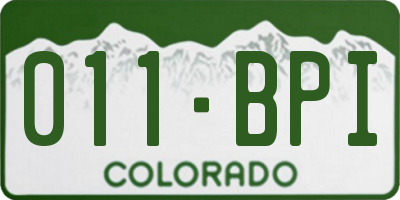 CO license plate 011BPI