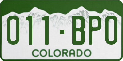 CO license plate 011BPO